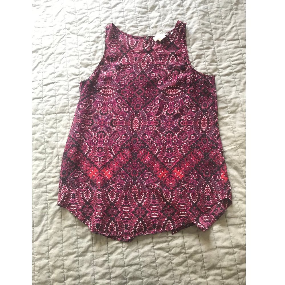 Cynthia Rowley 100% silk printed Pink tank blouse